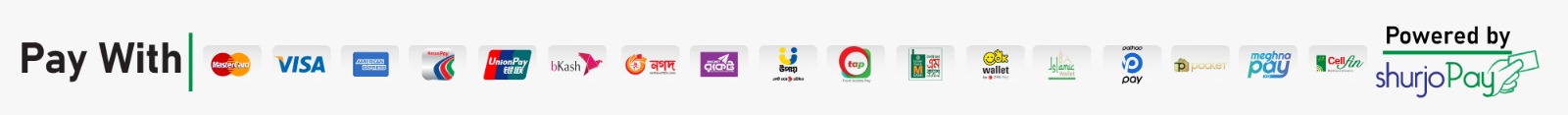Pay with bKash, Nagad, Rocket, Upay, VISA, Mastercard, American Express, UnionPay and more — powered by ShurjoPay